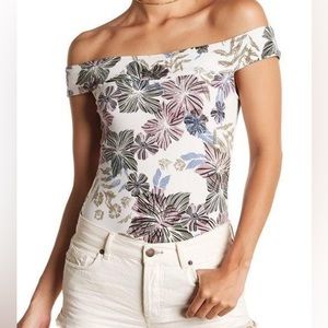 Free People Floral Off-Shoulder Bodysuit, M